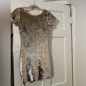 Shimmering Sequin Mini Dress in Gold
